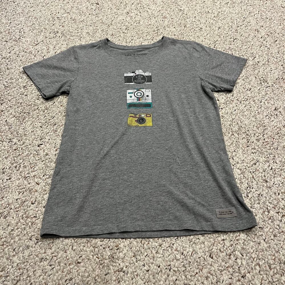 Life is Good Short Sleeve Crewneck Tee S Camera Don't Be Negative Casual - Picture 1 of 6